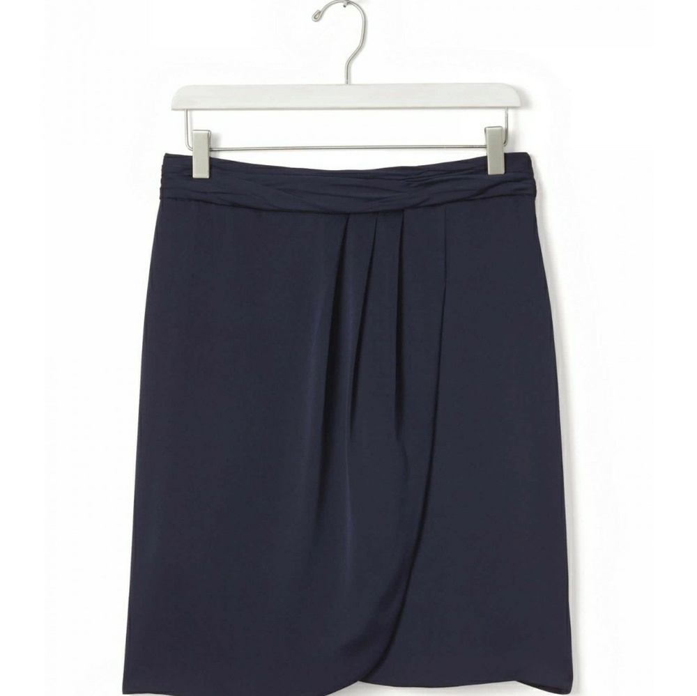 NWT Banana Republic Navy Draped Silk-Like Pleated Skirt size 6